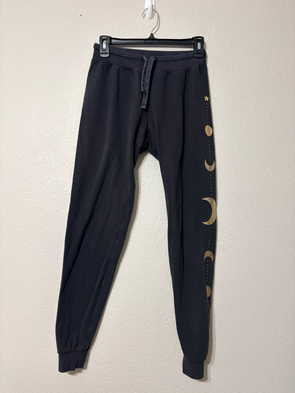 Spiritual Gangster Charcoal Gray Soft Cozy French Terry Sweatpants Moon Stars S - Picture 2 of 10